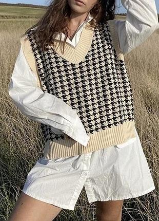 Жилетка жіноча zara у візерунок гусяча лапка m