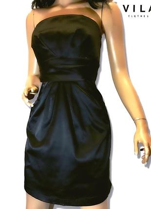 Платье женское бандо бюстье чёрное vila clothes