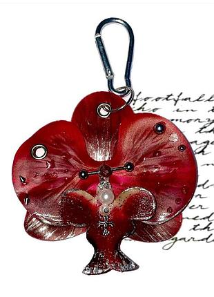 Підвіс орхідея червоний, брелок на сумку