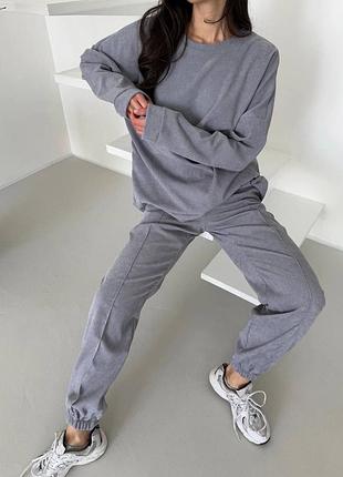 Жіночий повсякденний спортивний костюм двійка штани брюки та кофта світшот тканина вельвет