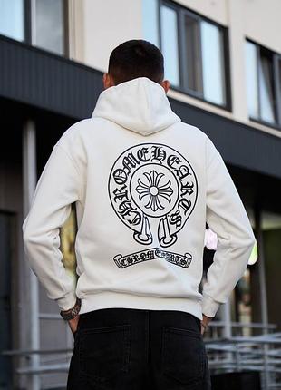 Мужское худи кофта chromeharts белая / чоловіче худі хром хартс