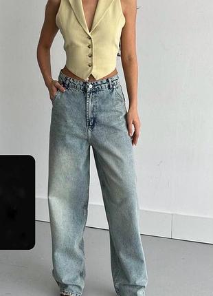 Жіночі повсякденні класичні брюки штани джинси широкі скейтери тканина джинс не тягнеться