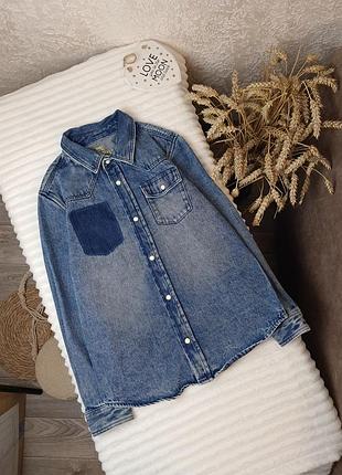 Крутая джинсовая рубашка на кнопках от ms 10-11 лет (140-146)