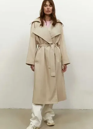 Тренч женский оверсайз коттон бежевый