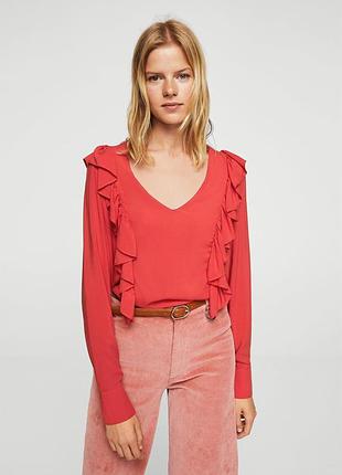 Блузка красная mango xl вискоза