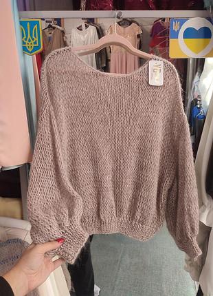 Светр павутинка жіночий пудра тауп з блиском з італійського мохеру