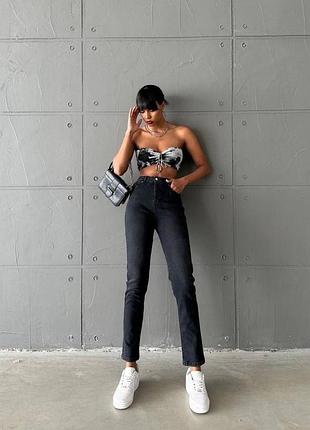 Жіночі повсякденні класичні брюки штани джинси мом тканина джинс не тягнеться