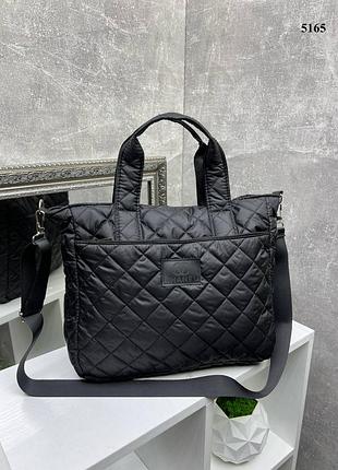 Женская стильная и качественная сумка из стеганой плащевки черная