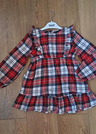 Тёплое байковое платье для девочки с длинным рукавом в садик