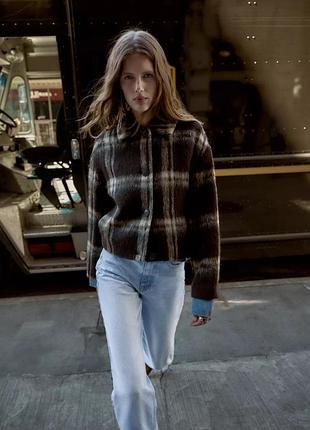 Вовняна куртка в клітинку жіноча zara new