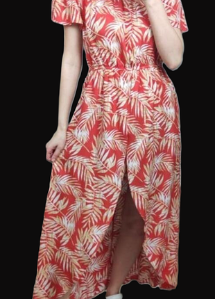 100% віскоза. натуральний літній віскозний комбінезон ромпер шортами спідницею тропічний принт штапель