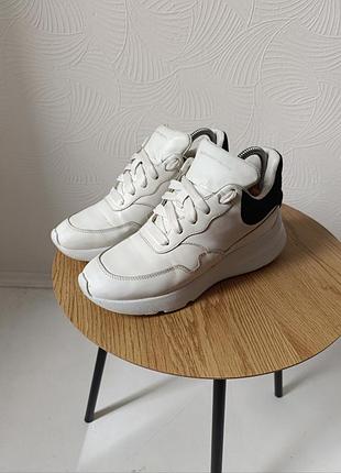 Alexander mcqueen women's white leather runner sneakers женские кожаные кроссовки