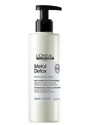 Професійний пре-шампунь для зменшення пористості та ламкоств l'oreal metal detox