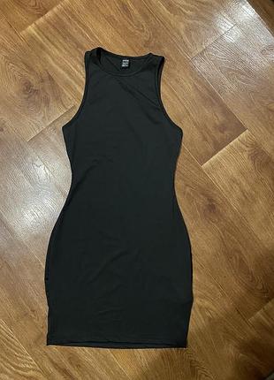 Сукня футляр майка міді американка сілуетна по фігурі з мікродайвінгу  чорна shein