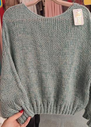 Свитер паутинка женский l-xxl тиффани цвет оливковый с блеском из итальянского бейби мохера