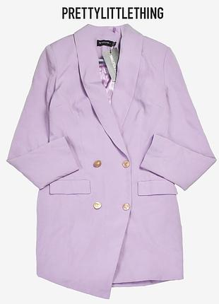 Новый сиреневый жакет-платье с золотистыми пуговицами prettylittlething