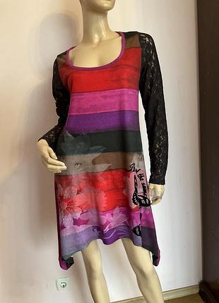 Трикотажное асимметричное платье от desigual/ l/m/