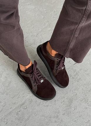 Кросівки кеди жіночі замш коричневі