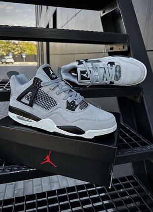 Кроссовки nike air jordan 4 retro, замша (light gray)