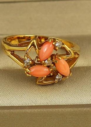 Кільце no name зірка корал золотисте