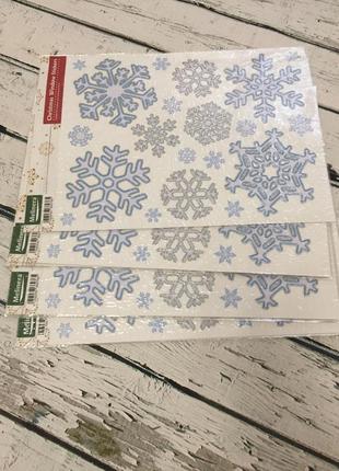 Большие многоразовые наклейки новогодние снежинки melinera1 фото