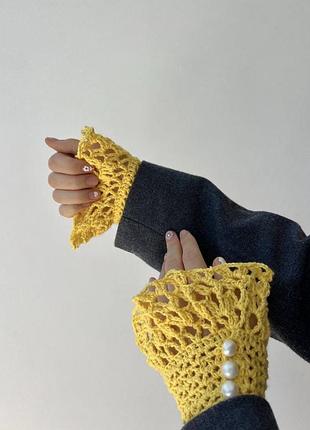 Мереживні в’язані накладні манжети ручна робота