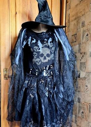 Ведьма летучая мышь george карнавальное черное платье с черепами и крыльями на halloween