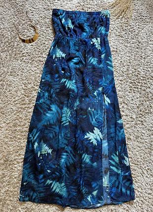 Длинный сарафан с принтом летний сарафан с разрезом цветочное платье сукня