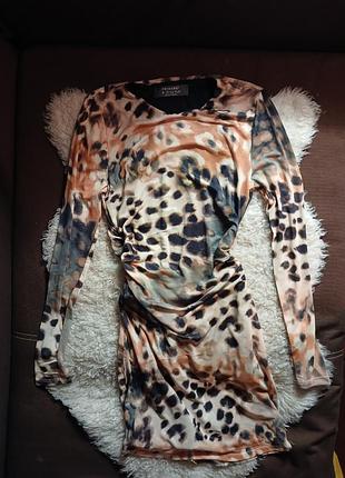 Леопардовое платье, платье сетка, платье в принт
