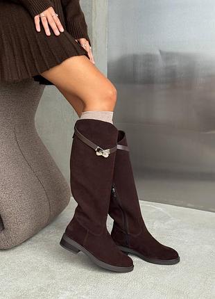 В наявності та під замовлення преміальні чоботи натур замш шоколад / коричневі 36-41р