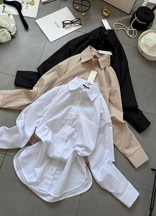 Базові сорочки 👕 універсальні для будь-якого образу | білий, чорний, бежевий | розміри 42-44, 46-48 | мод. 0772