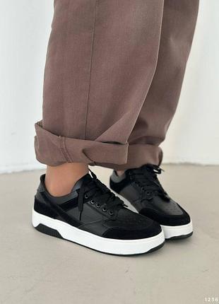 Кроссовки женские натуральная кожа черно-белые