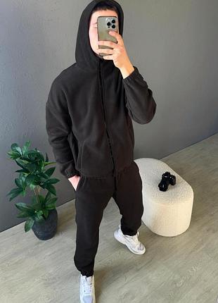 Чоловічий флісовий спортивний костюм з капюшоном полар фліс