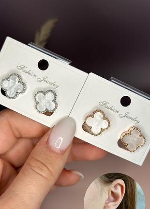 Набір прикрас клевер,конюшина,сережки,підвіска,медзолото,ван кліф,