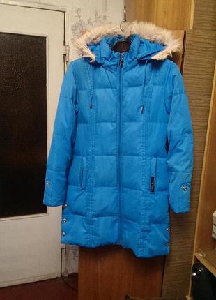 Голубой тёплый пуховик dadiming shuang fashion размер xl