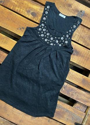 Женское короткое платье с камнями cutie (кутье мрр идеал оригинал черно-серебристое)