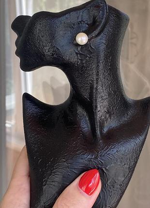 Сережки пусети цвяшки з великими перлами італiя