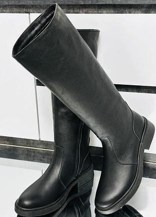 В наявності шикарні високі чоботи натур шкіра флотар 28,5 см демі чорні під замовлення 36-43р демі зима кольори