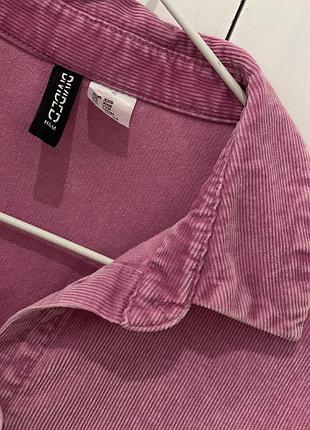 Рожева вельветова сорочка з зістареним ефектом тепла сорочка h&m розова рубашка