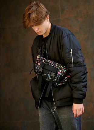 Большая мужская поясная сумка бананка sambag dynamicdart принт "abstract"