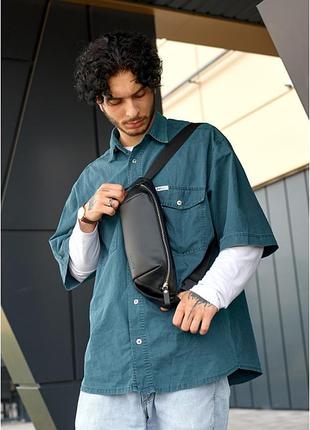 Сумка через плече бананка sambag holster msh чорна з перфорацією