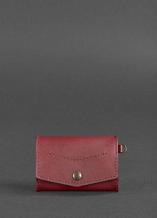 Женская кожаная монетница с клапаном 1.0 бордовая
