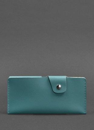 Женское кожаное портмоне-купюрник 8.0 бирюзовое