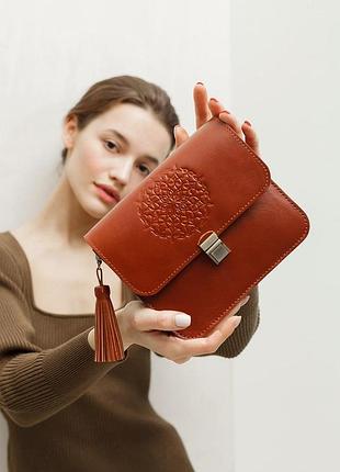 Кожаная женская бохо-сумка лила светло-коричневая