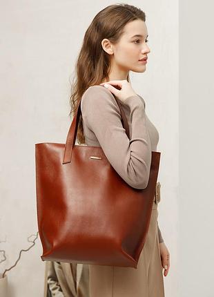 Кожаная женская сумка шоппер d.d. светло-коричневая