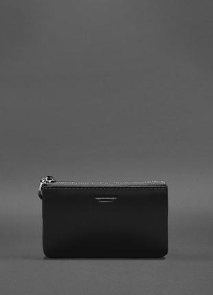Кожаная монетница / мини-косметичка 3.0 черная краст