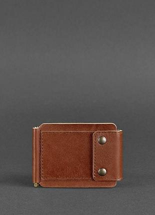 Мужское кожаное портмоне светло-коричневое 10.0 зажим для денег