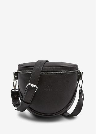 Кожаная сумка поясная-кроссбоди vacation черная
