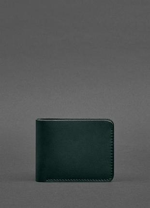 Кожаное портмоне 4.4 (с зажимом) зеленый краст