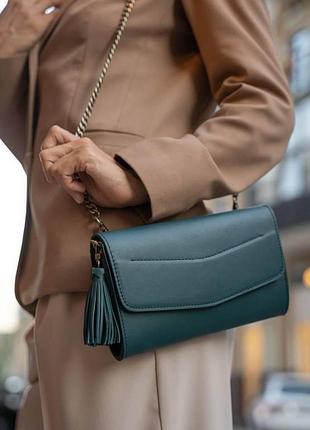 Кожаная женская сумка элис зеленая